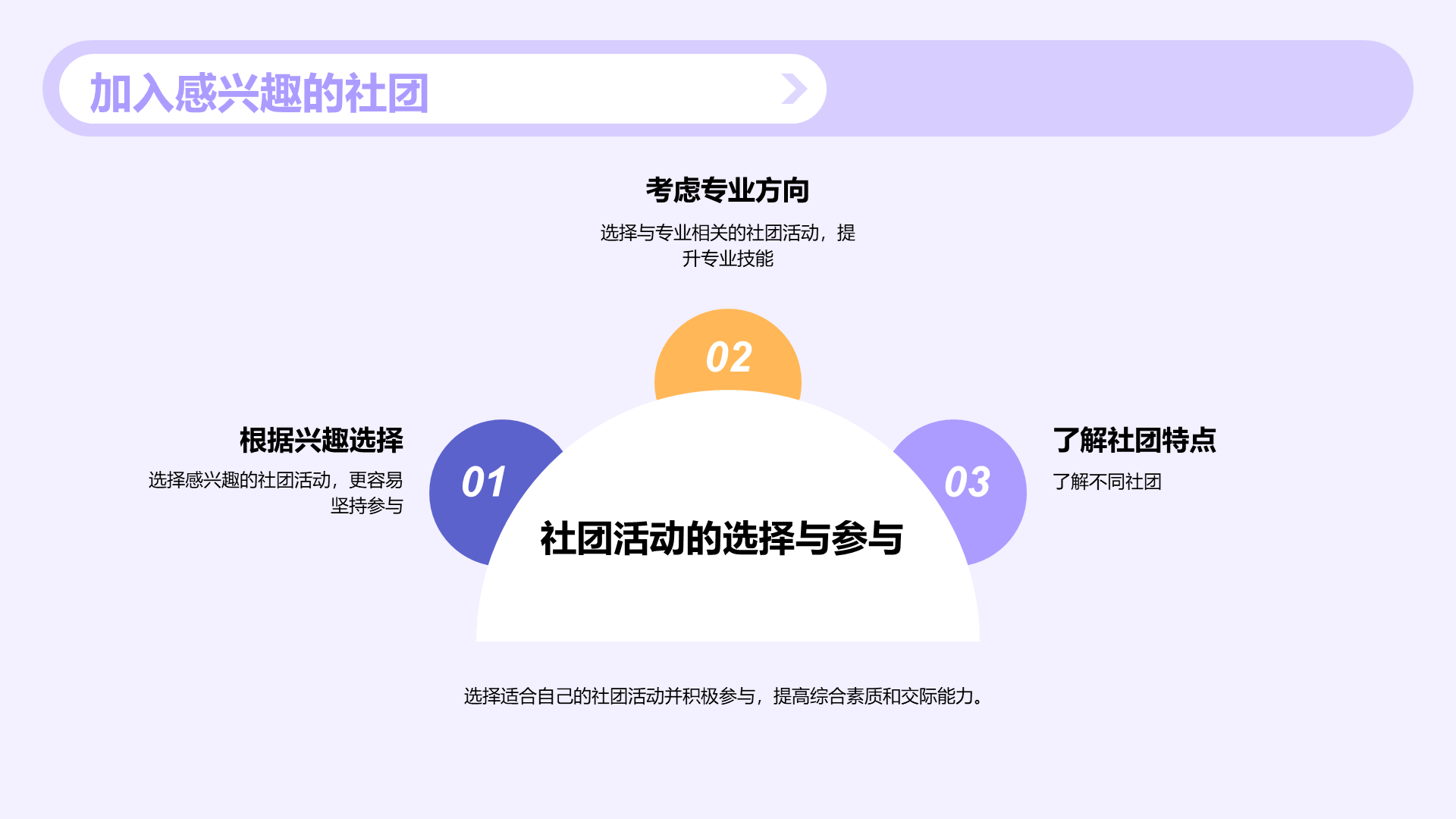 紫色插画探索大学社团活动的魅力PPT模板
