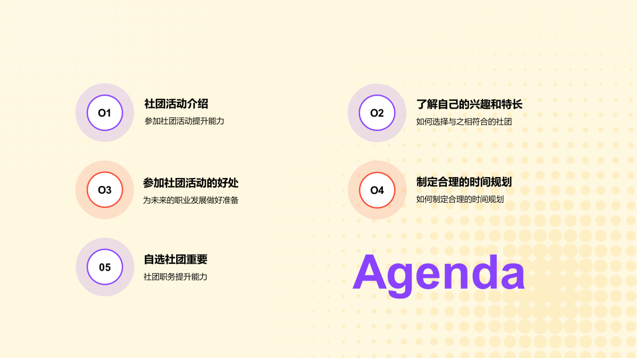 黄色插画大学社团的活动指南PPT模板