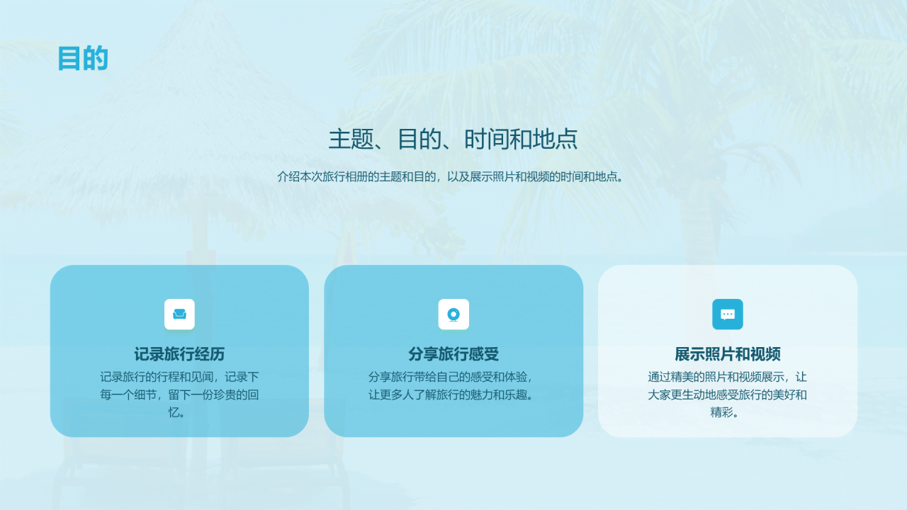蓝色商务现代旅行回忆录相册PPT模板
