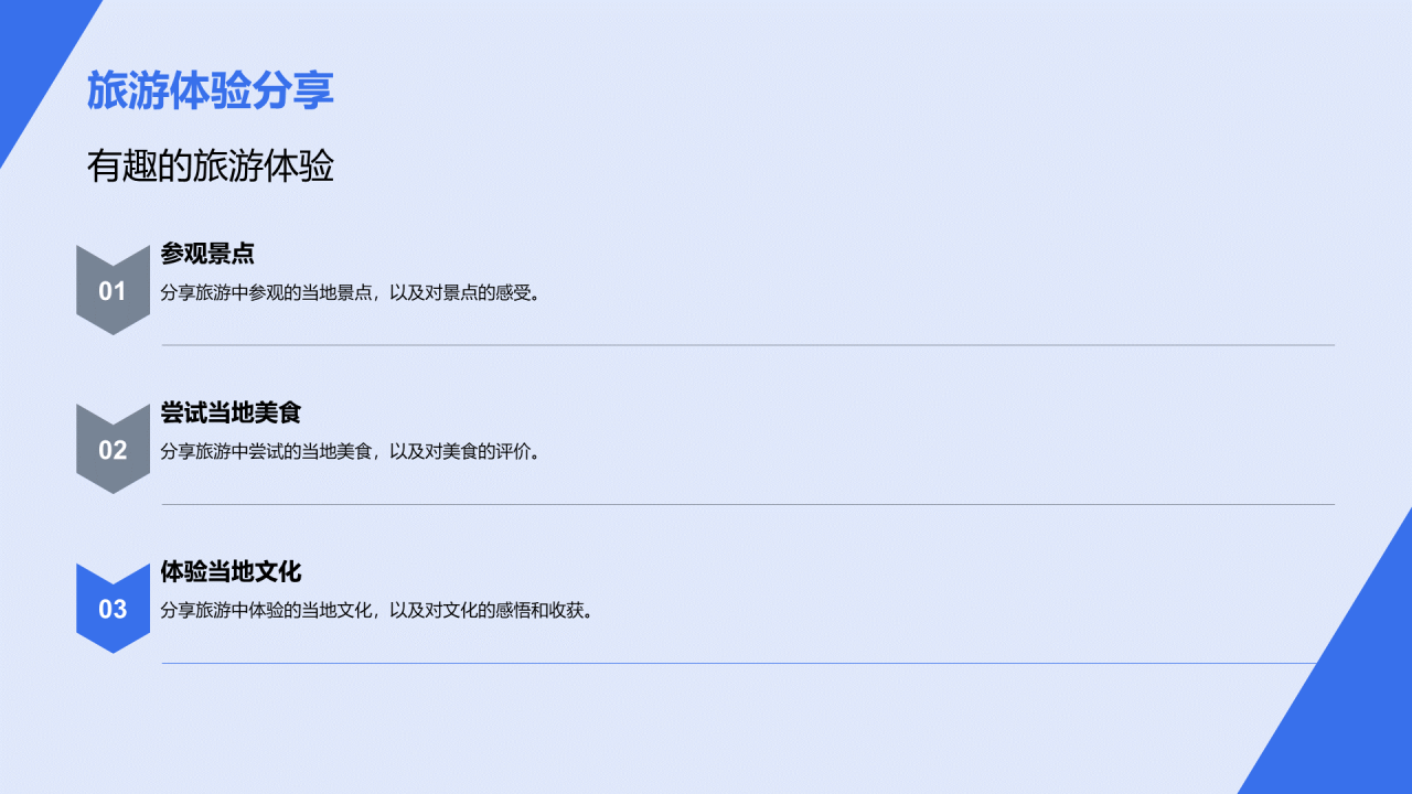 蓝色商务现代美好回忆旅游相册分享PPT模板