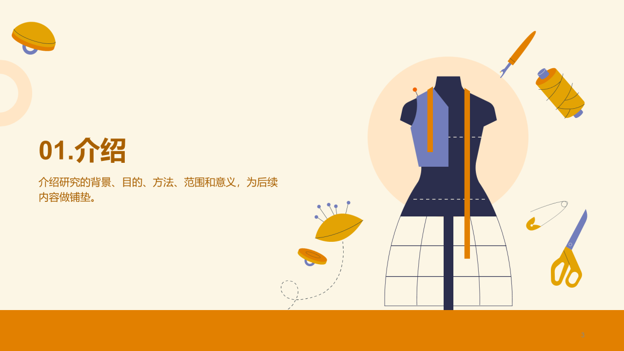 黄色插画服装设计史毕业答辩PPT模板