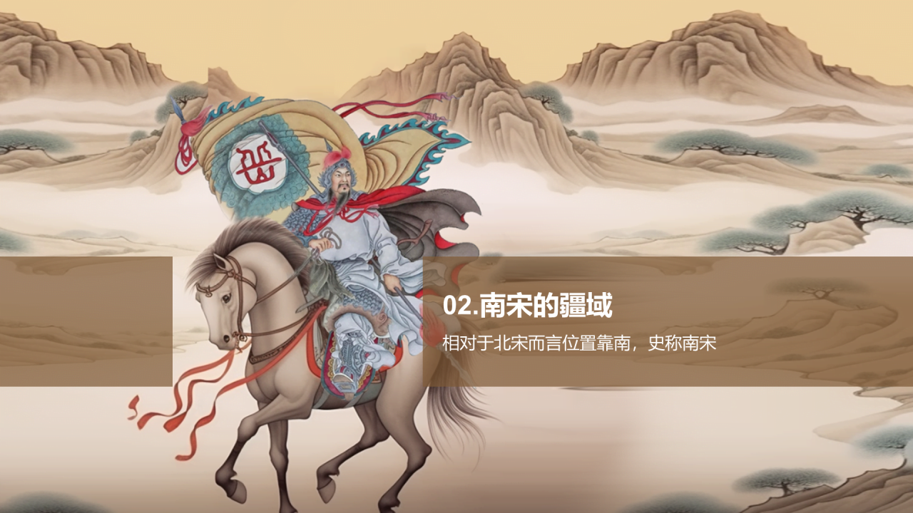 黄色古风教育培训浅谈南宋时代PPT模板