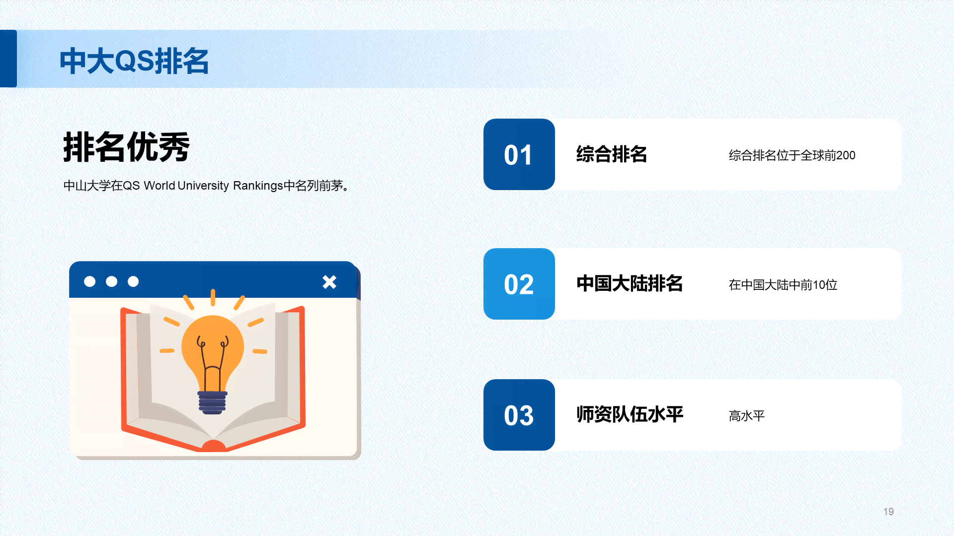 蓝色现代国际名校中山大学介绍PPT模板
