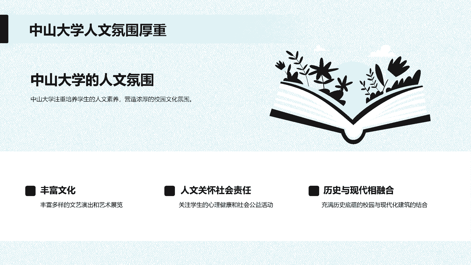 蓝色现代国际名校中山大学介绍PPT模板