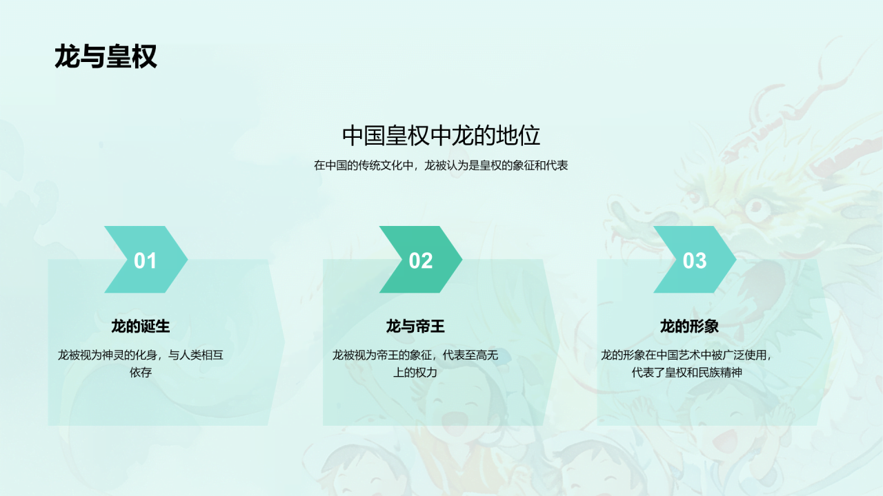 蓝色插画十二生肖龙文化解读PPT模板