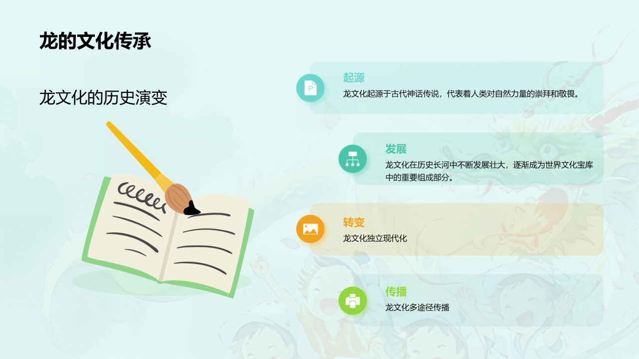 蓝色插画十二生肖龙文化解读PPT模板