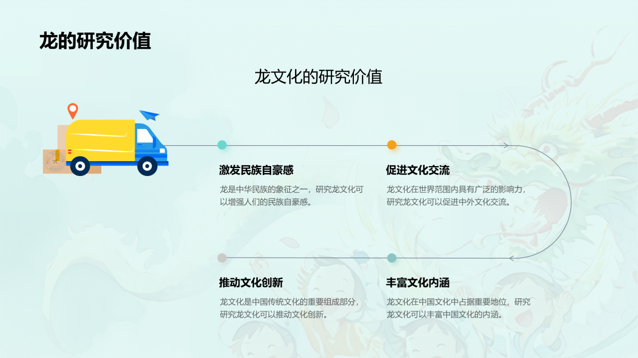 蓝色插画十二生肖龙文化解读PPT模板