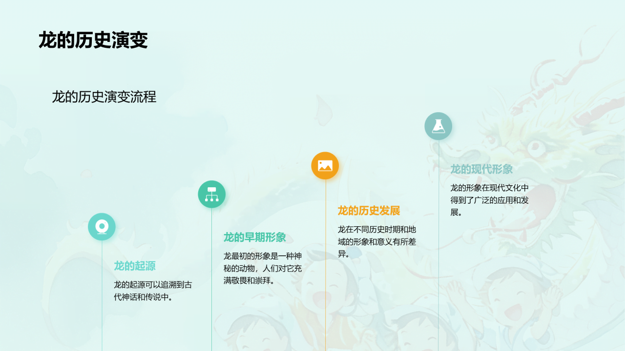 蓝色插画十二生肖龙文化解读PPT模板