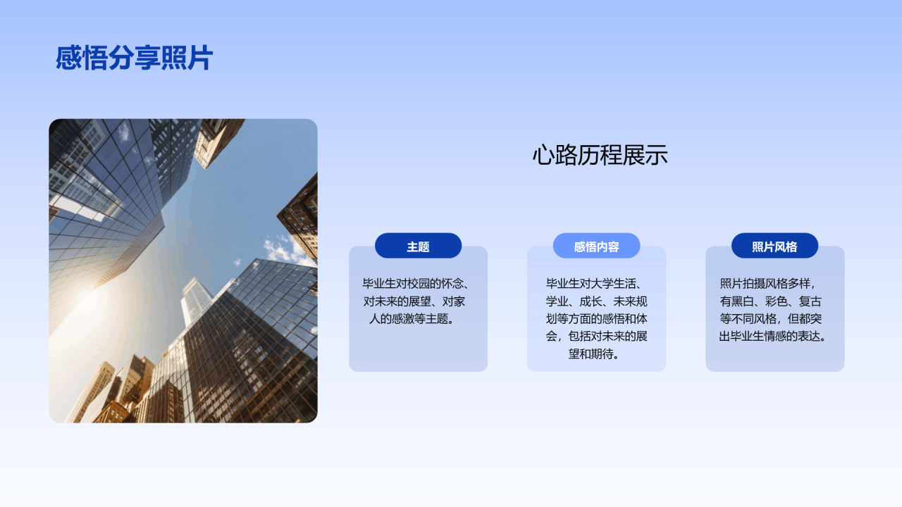 蓝色商务现代大学毕业典礼相册回忆录PPT模板