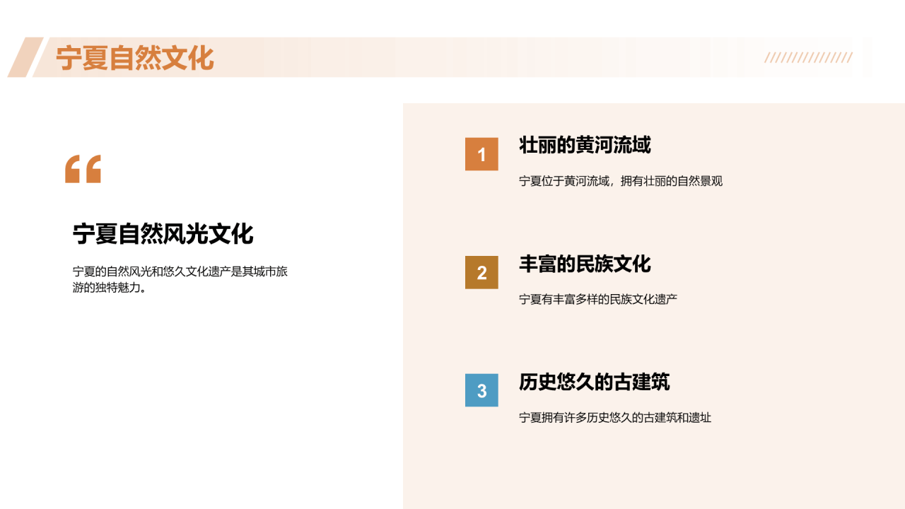 黄色现代商务宁夏城市旅游新视角PPT模板