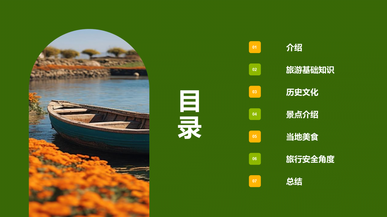 绿色商务现代旅游文化介绍PPT模板