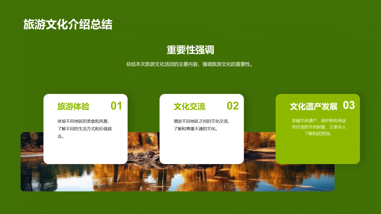 绿色商务现代旅游文化介绍PPT模板