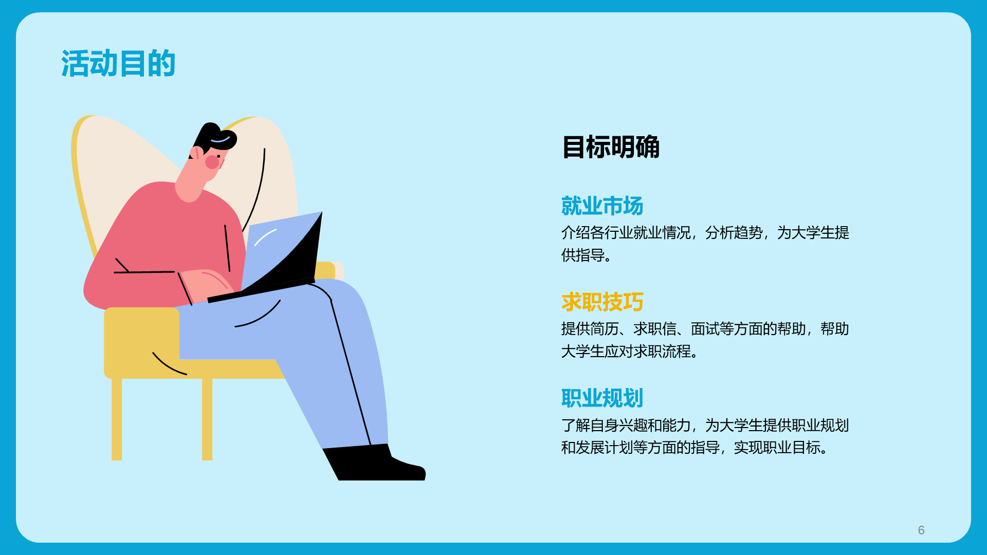 蓝色插画风竞聘述职大学生就业指导PPT模板