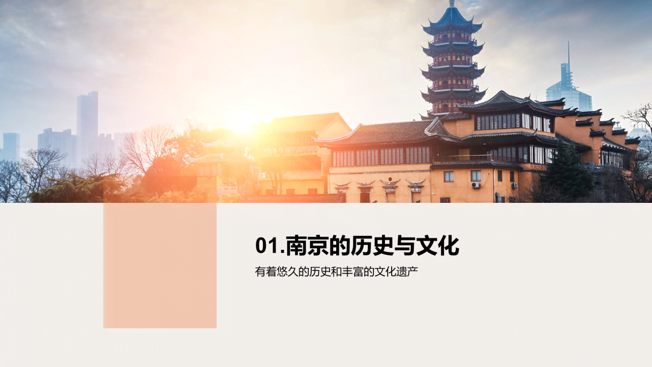 橙色现代商务南京印象旅游PPT模板