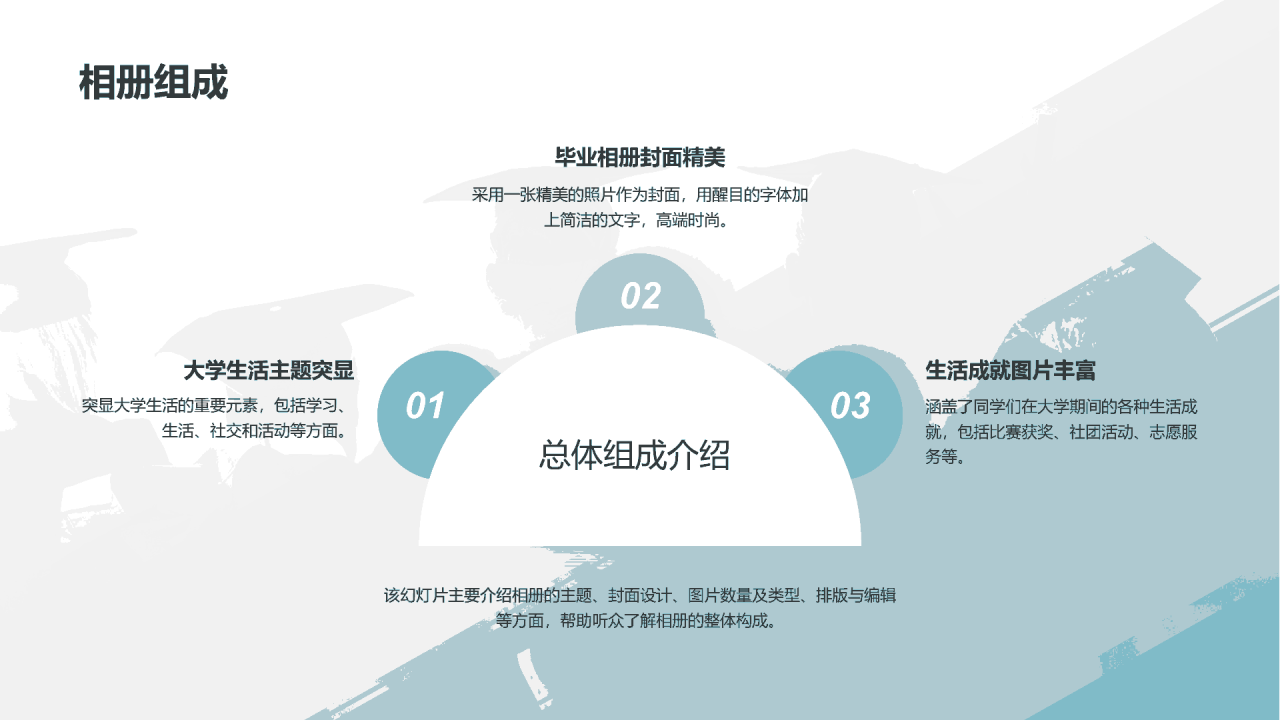 蓝色简约大学毕业相册PPT模板