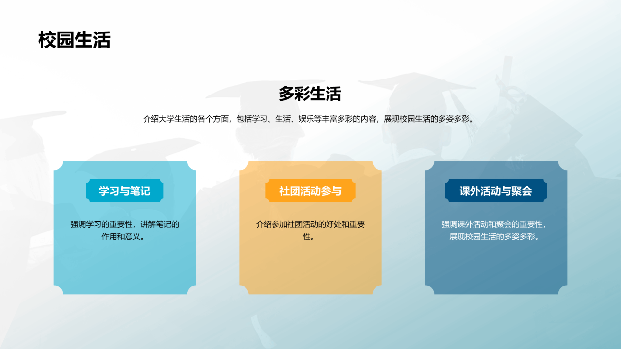 蓝色简约大学毕业相册PPT模板