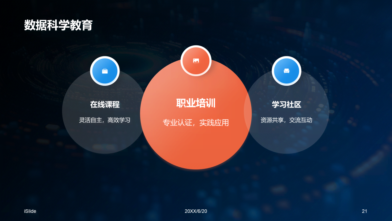 蓝色创意酷炫数据科学再数据服务中的应用PPT模板