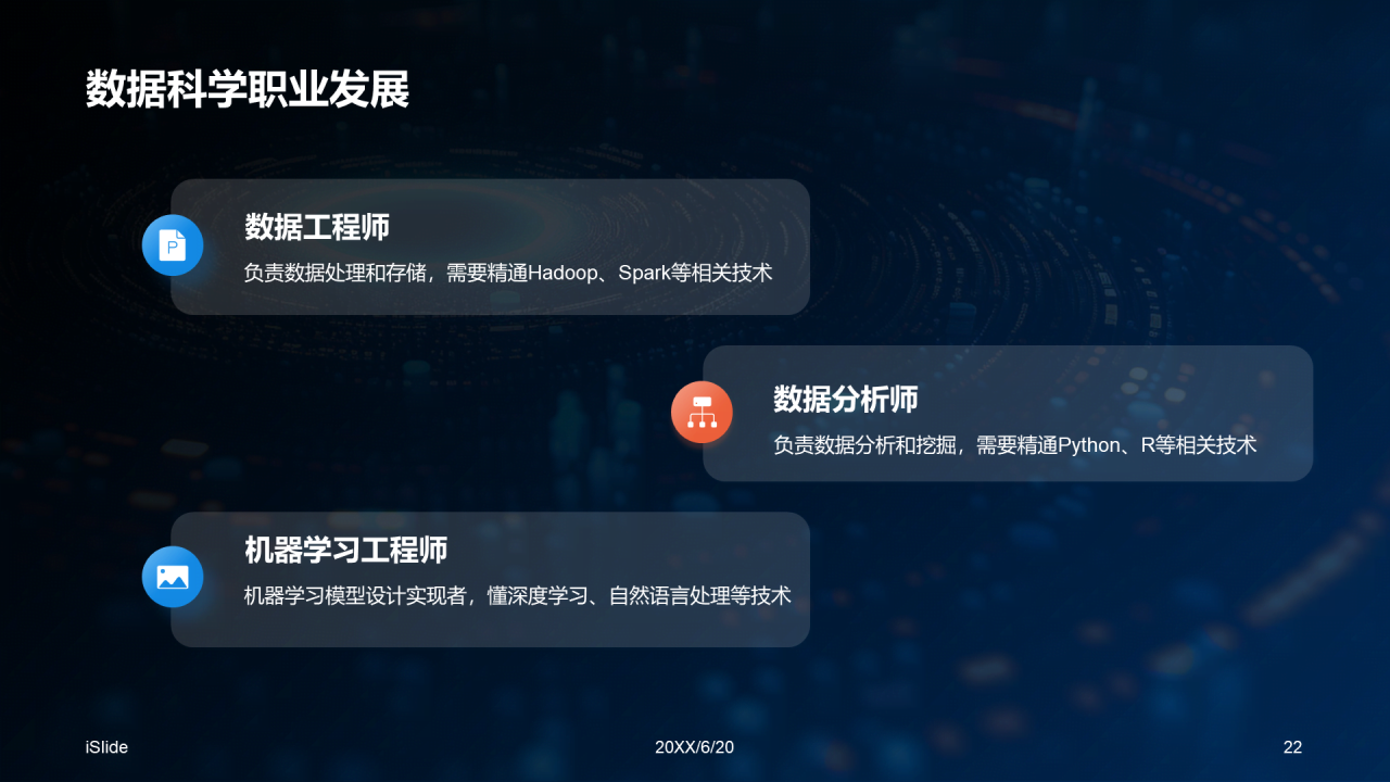 蓝色创意酷炫数据科学再数据服务中的应用PPT模板