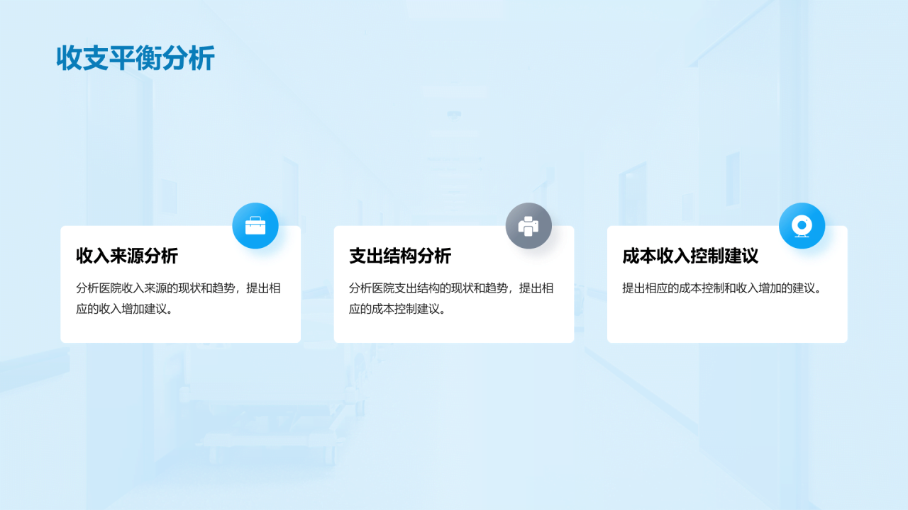蓝色商务现代医院管理与运营报告PPT模板