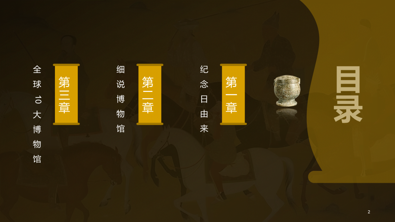 黄色复古中式国际博物馆日培训课件PPT