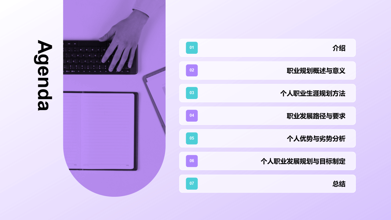 紫色创意职业生涯规划课程PPT模板