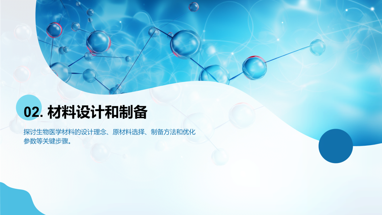 蓝色创意生物医学材料研究答辩PPT模板