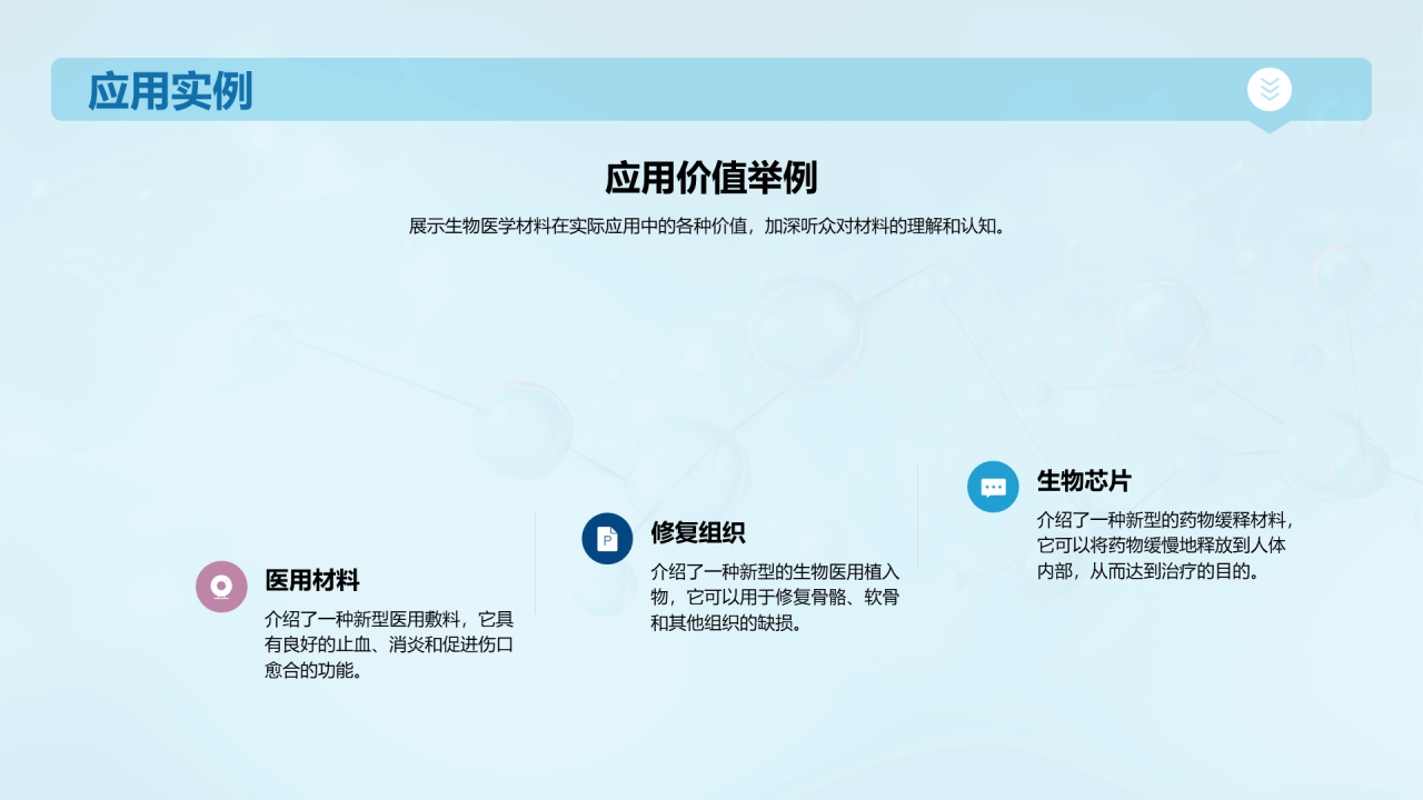 蓝色创意生物医学材料研究答辩PPT模板