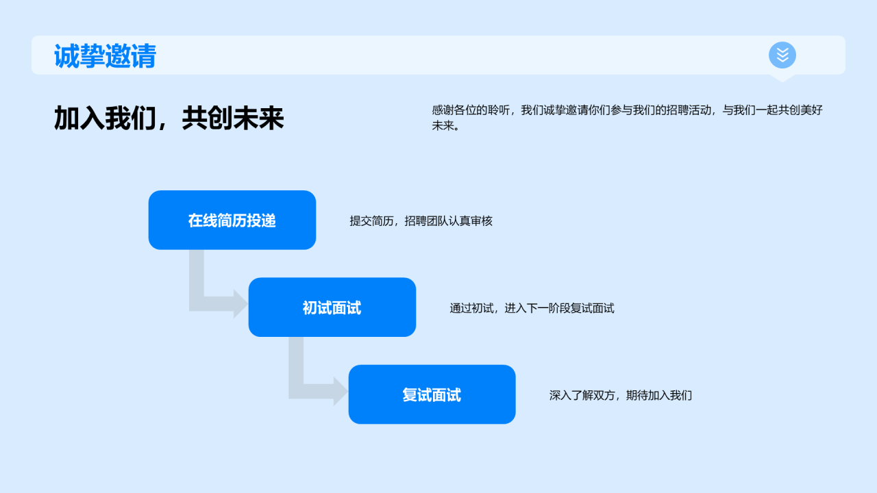 蓝色创意校园宣讲会企业招聘PPT模板