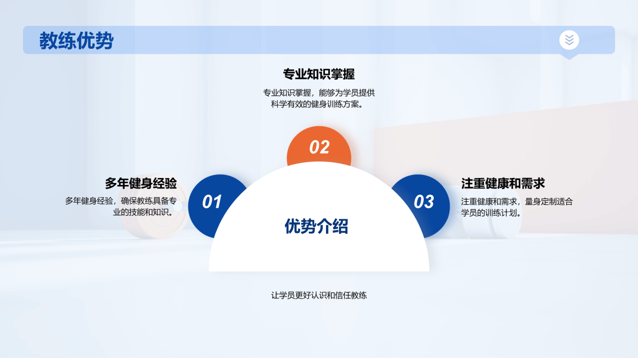 蓝橙商务现代健身教练课程介绍PPT模板