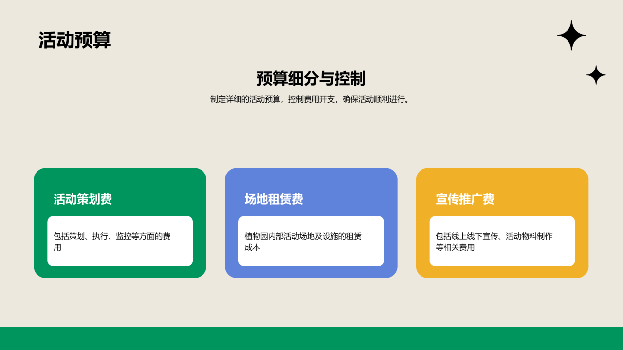 绿色插画卡通植物园环保主题活动PPT模板