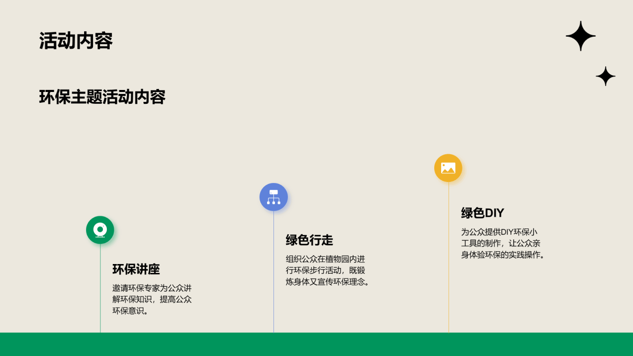 绿色插画卡通植物园环保主题活动PPT模板