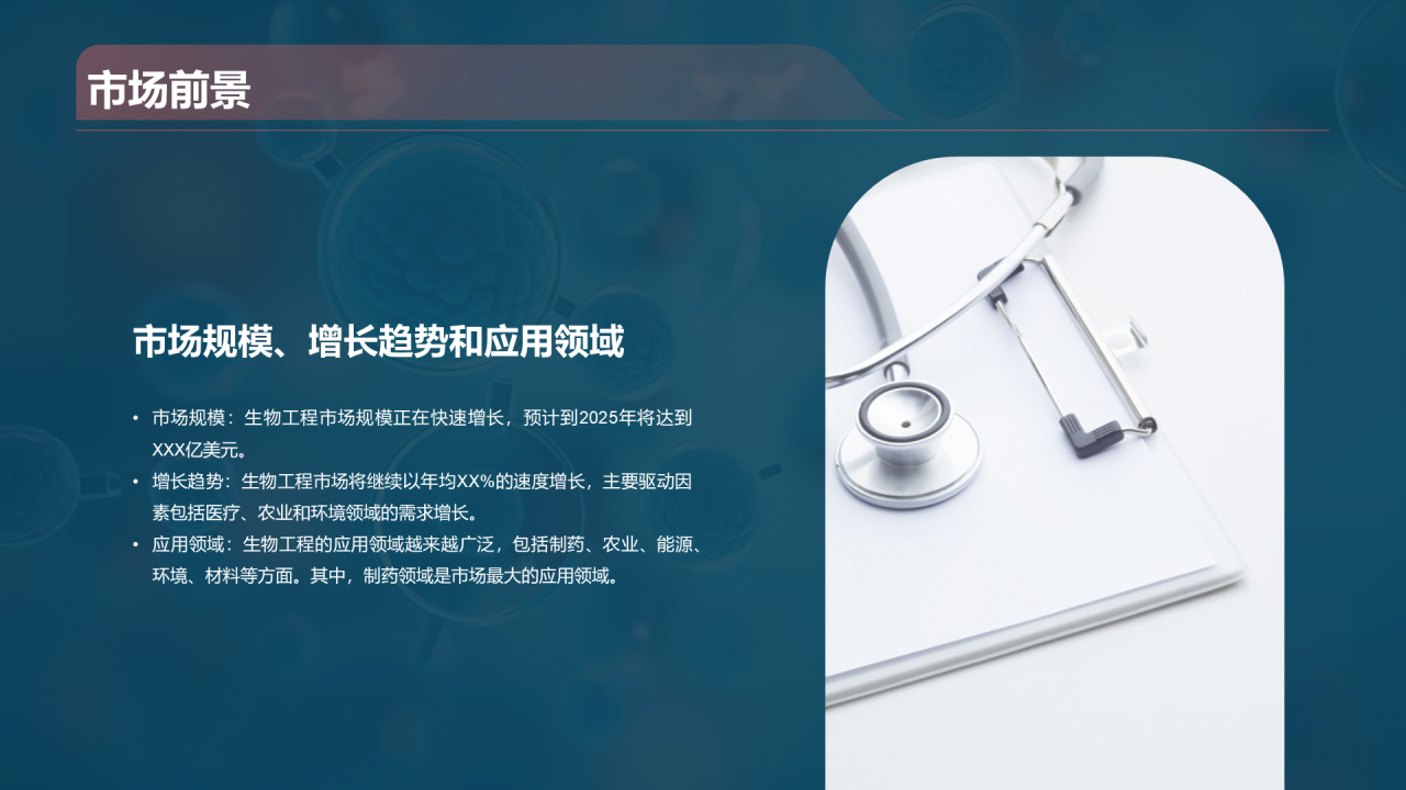 蓝色创意酷炫生物工程与生物制造PPT模板
