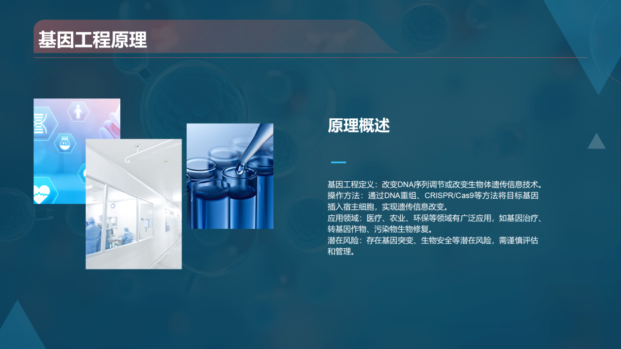 蓝色创意酷炫生物工程与生物制造PPT模板