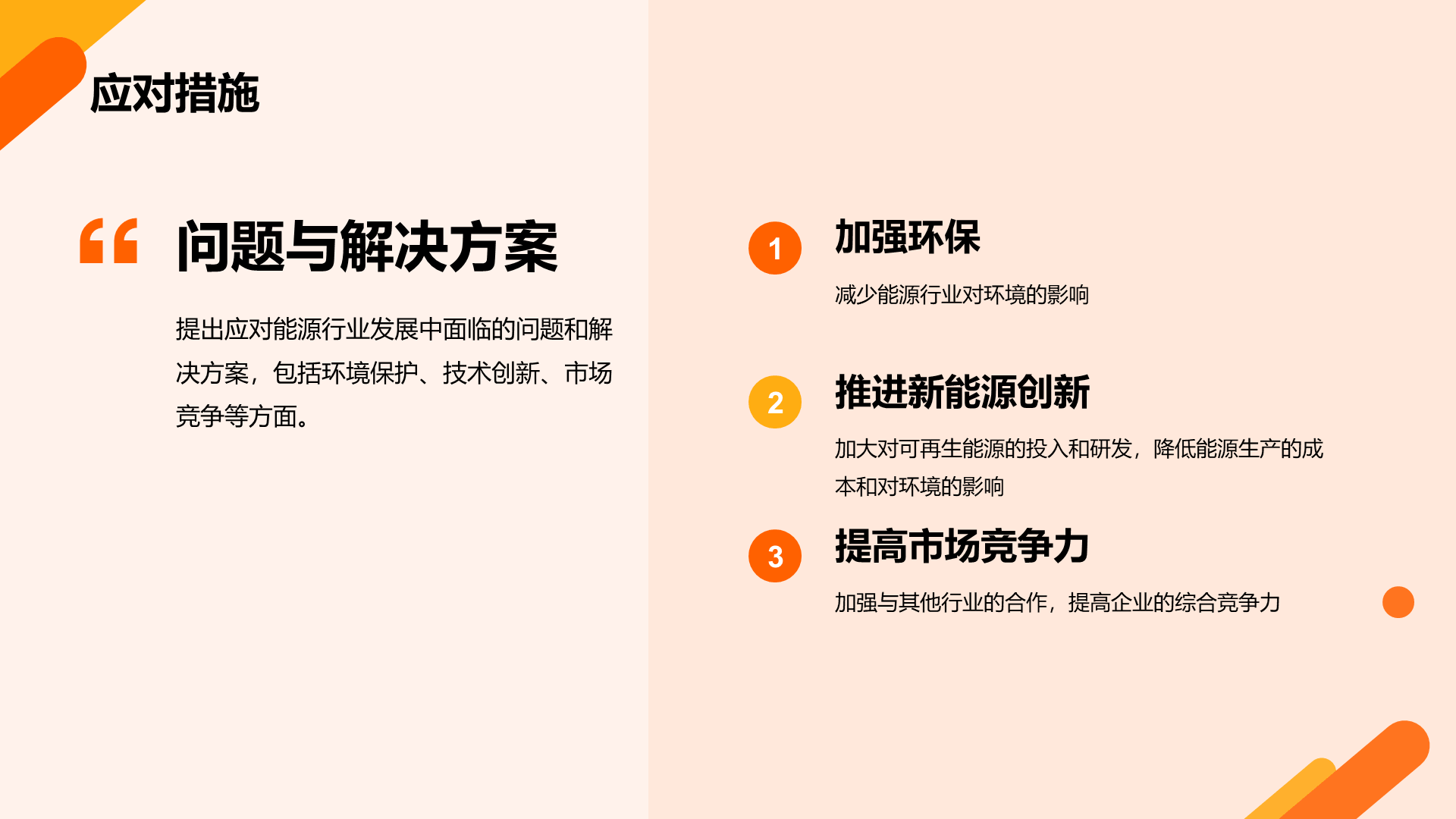 橙色商务现代能源行业研究报告PPT模板