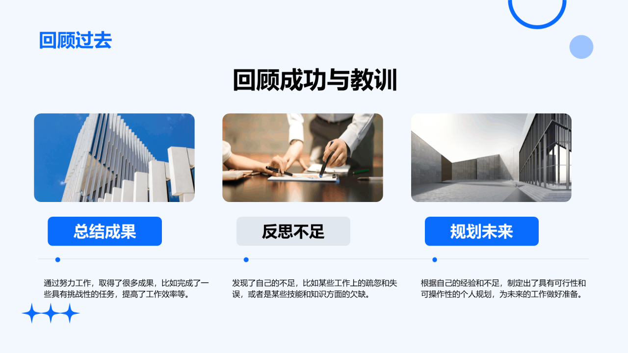 蓝色卡通插画员工个人年度工作总结PPT模板
