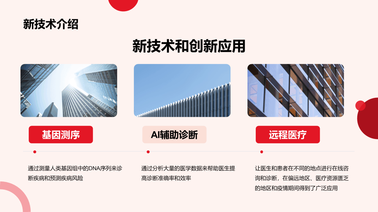 红色创意生物医疗科技研究报告PPT模板