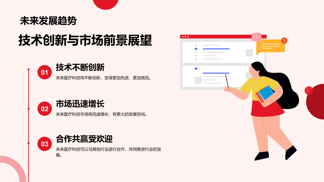 红色创意生物医疗科技研究报告PPT模板