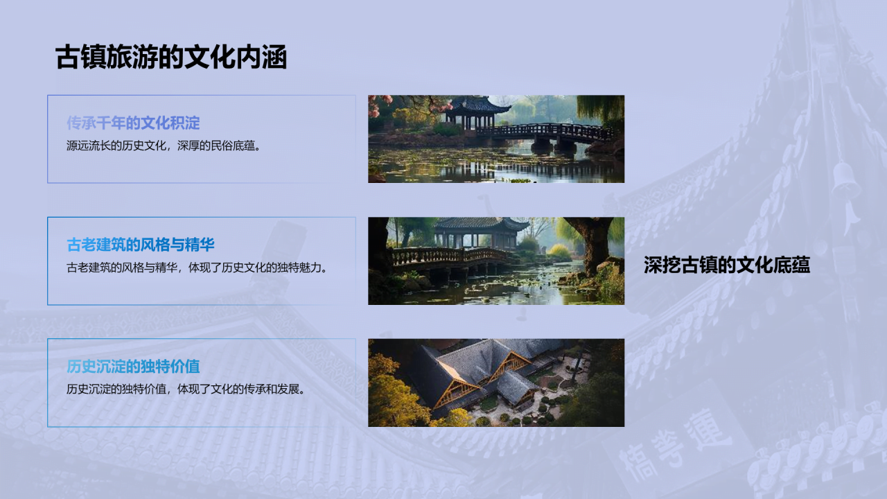 蓝色商务现代探索中国古镇之美PPT模板