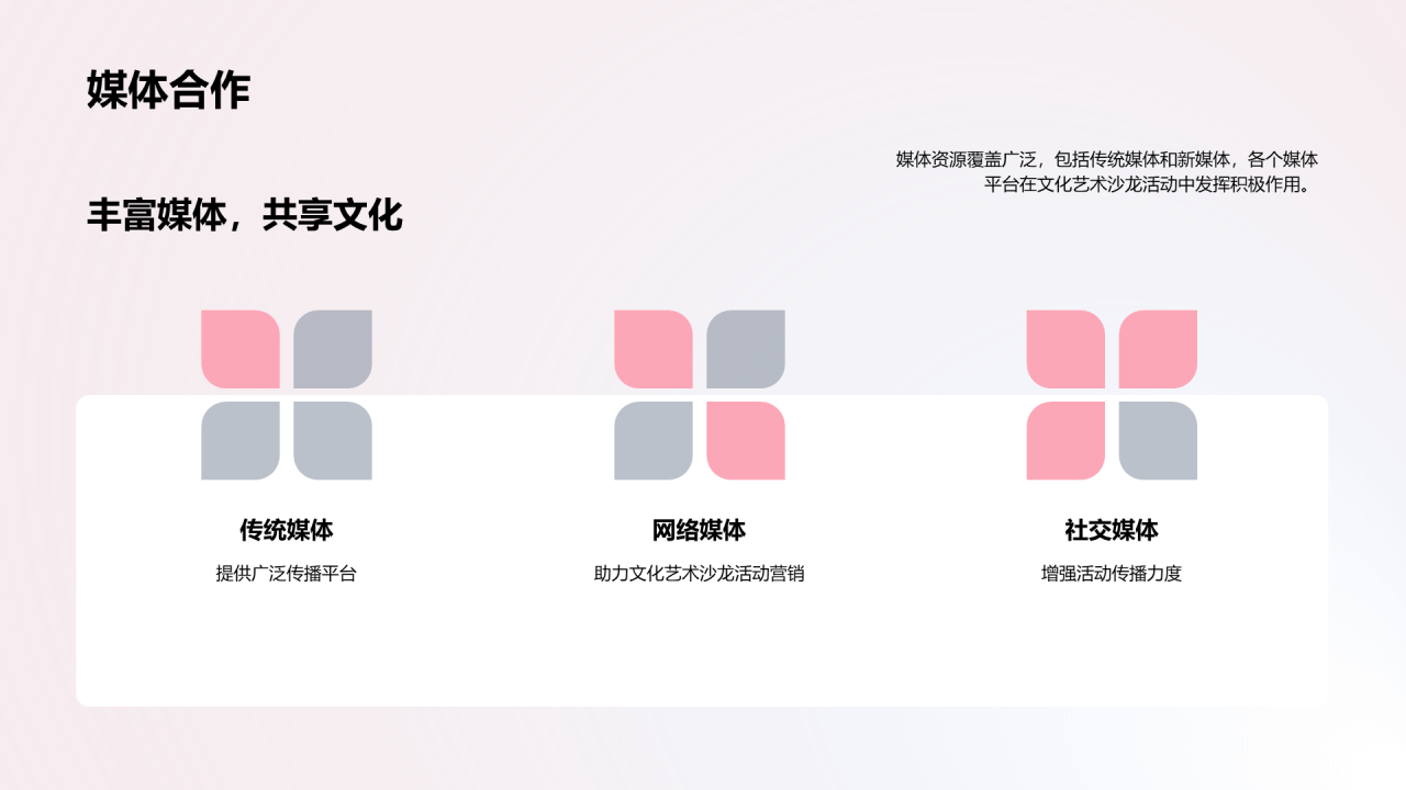 粉色简约文化艺术沙龙PPT模板