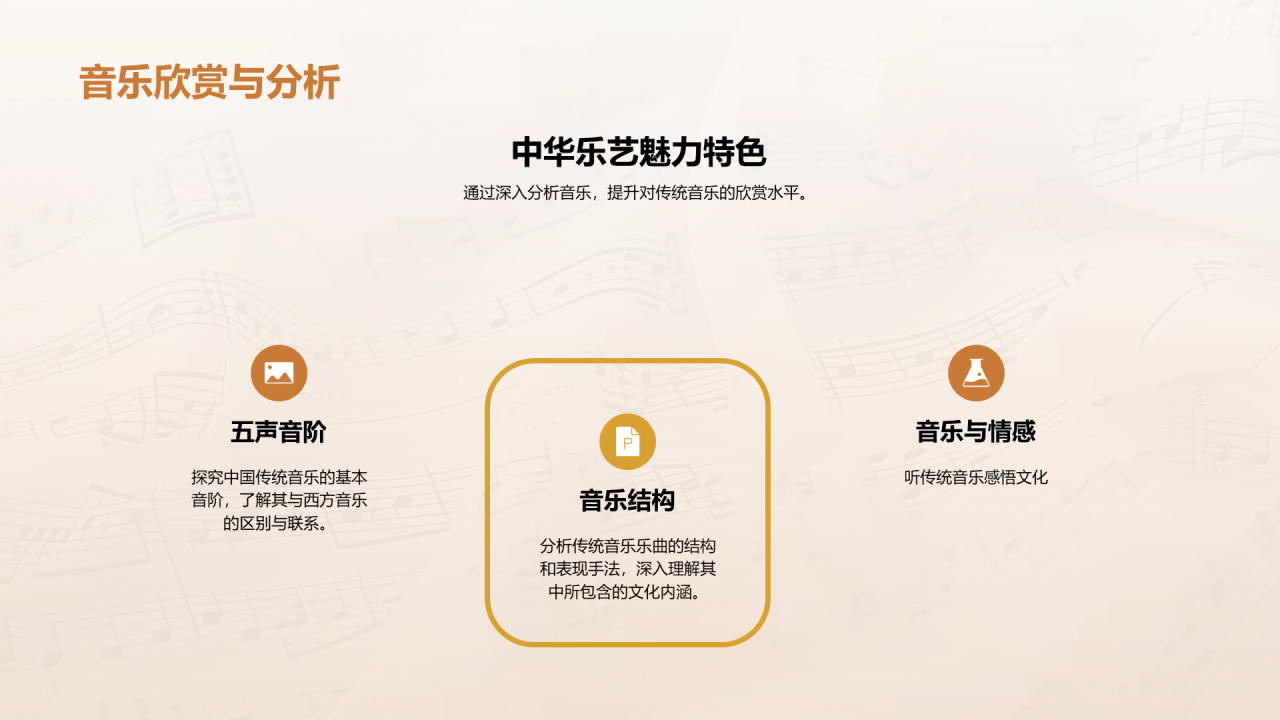 黄色简约传统音乐课程PPT模板