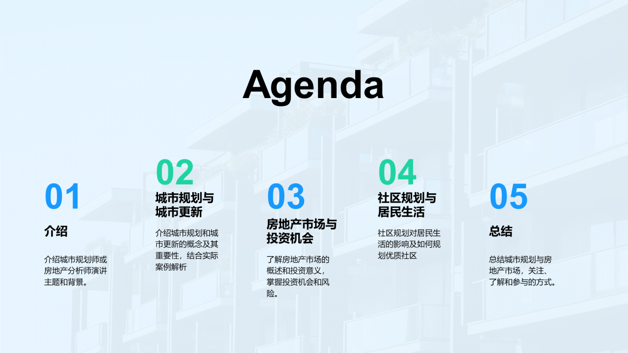 蓝色商务现代城市规划与房地产市场PPT模板