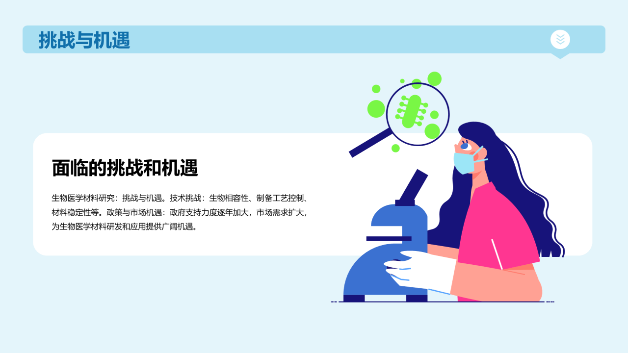蓝色插画生物医学研究答辩PPT模板
