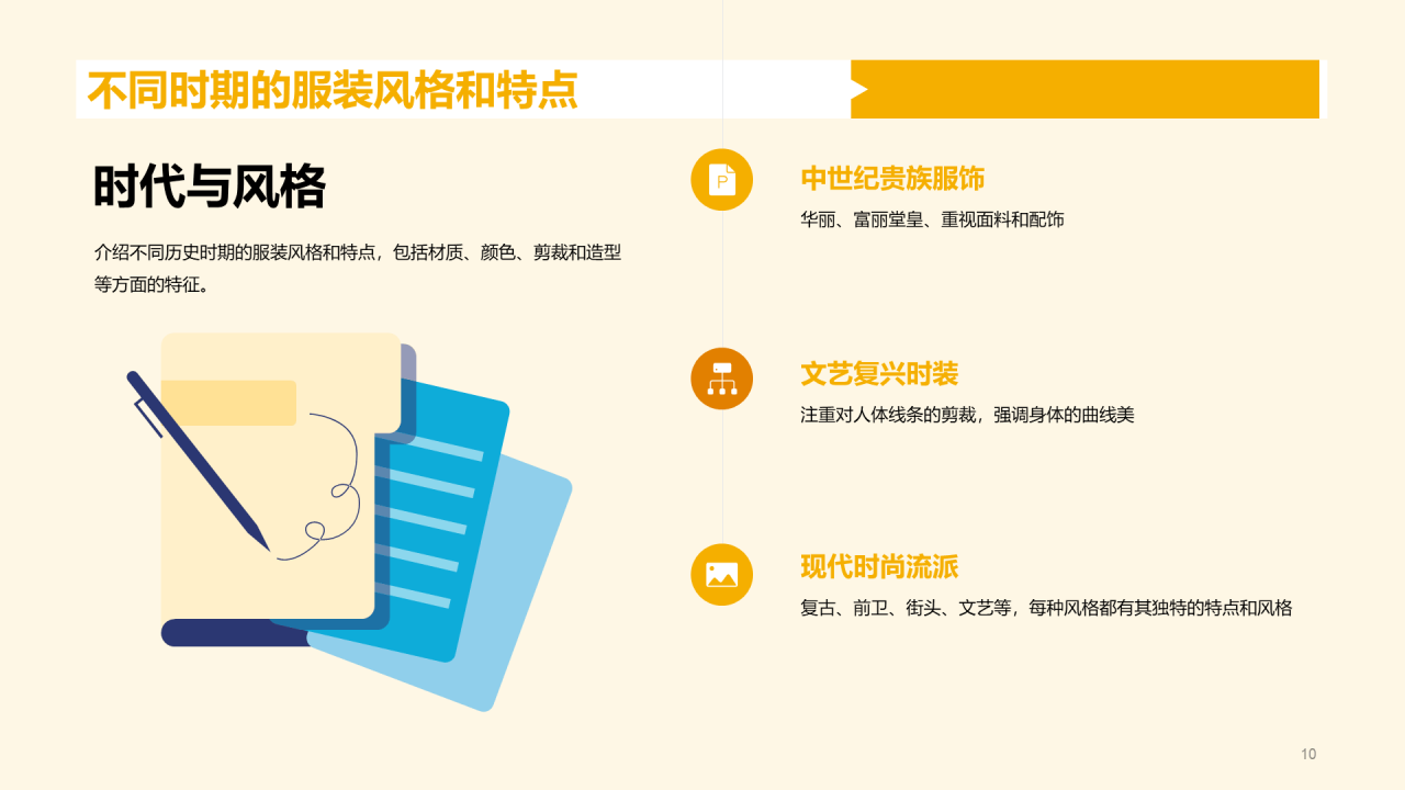 黄色插画服装设计专业毕业答辩PPT模板