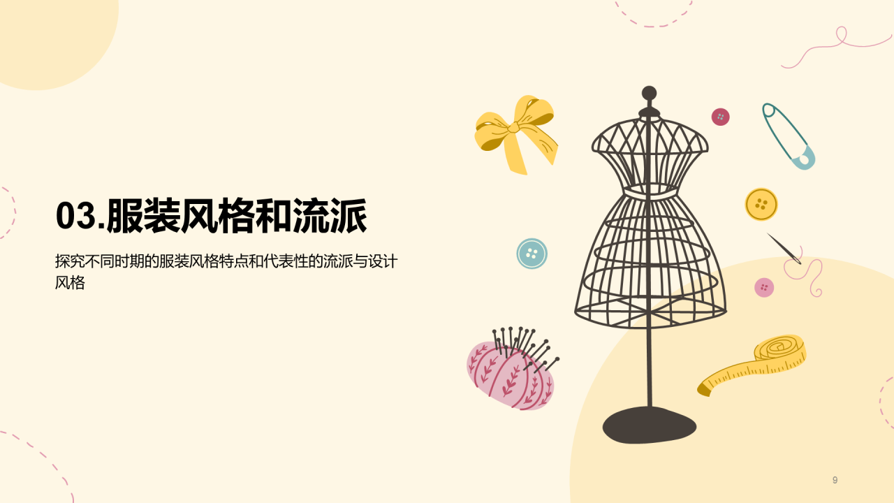 黄色插画服装设计专业毕业答辩PPT模板