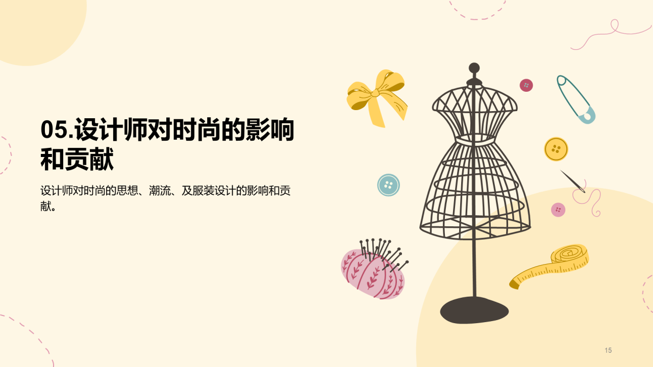 黄色插画服装设计专业毕业答辩PPT模板