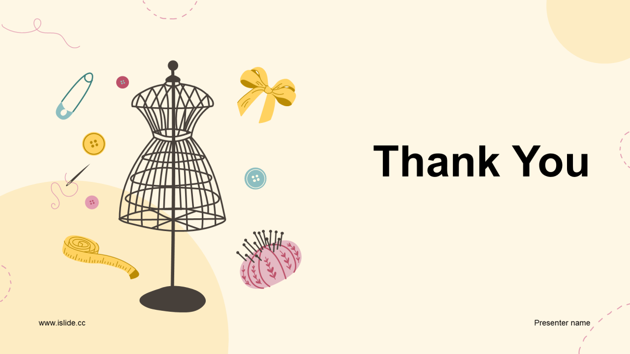 黄色插画服装设计专业毕业答辩PPT模板