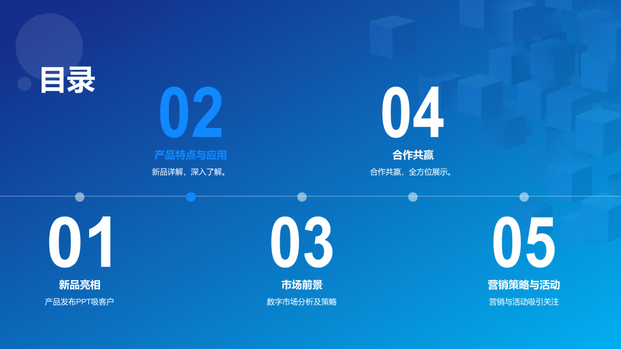蓝色创意炫酷数字新时代内容领先未来PPT模板