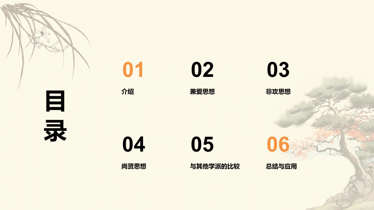 黄色插画墨子与古代劳动者哲学PPT模板