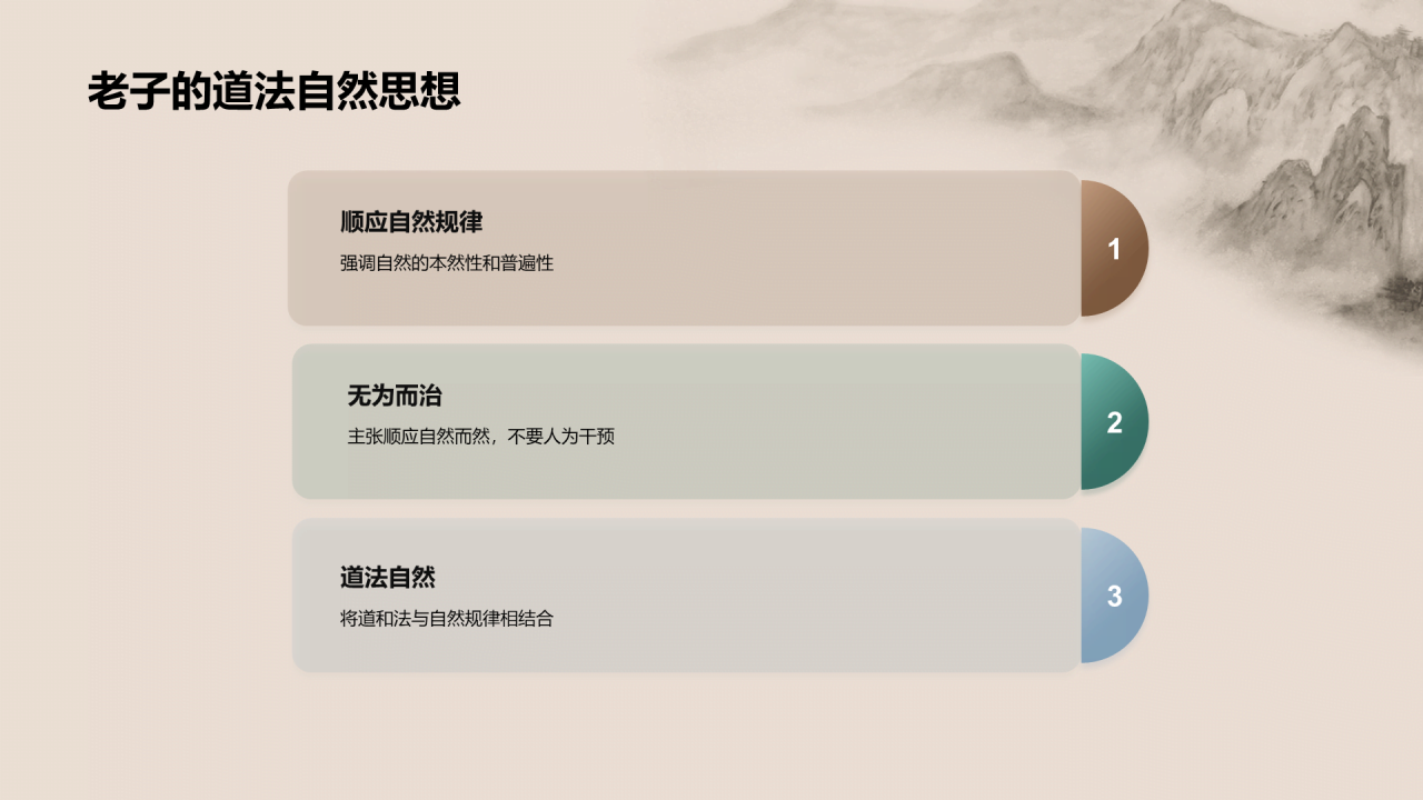 灰色插画老子哲学普遍价值PPT模板