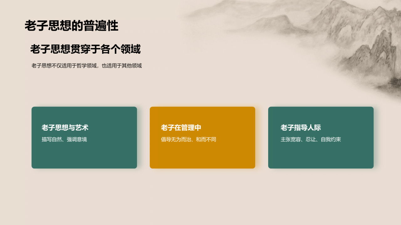 灰色插画老子哲学普遍价值PPT模板